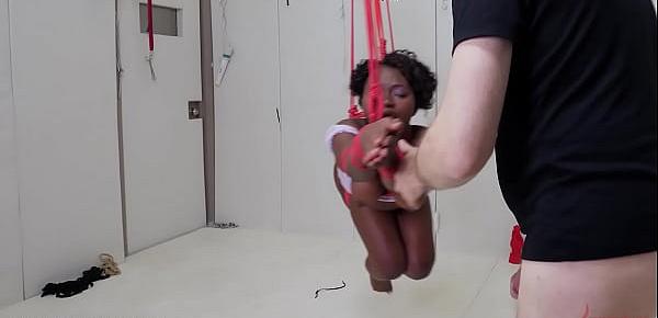 trendsBeautiful black submissive gets gagged, tied up, ass punished, and turned into an anal compass needle to help her dominant conquer space - Noemie Bilas